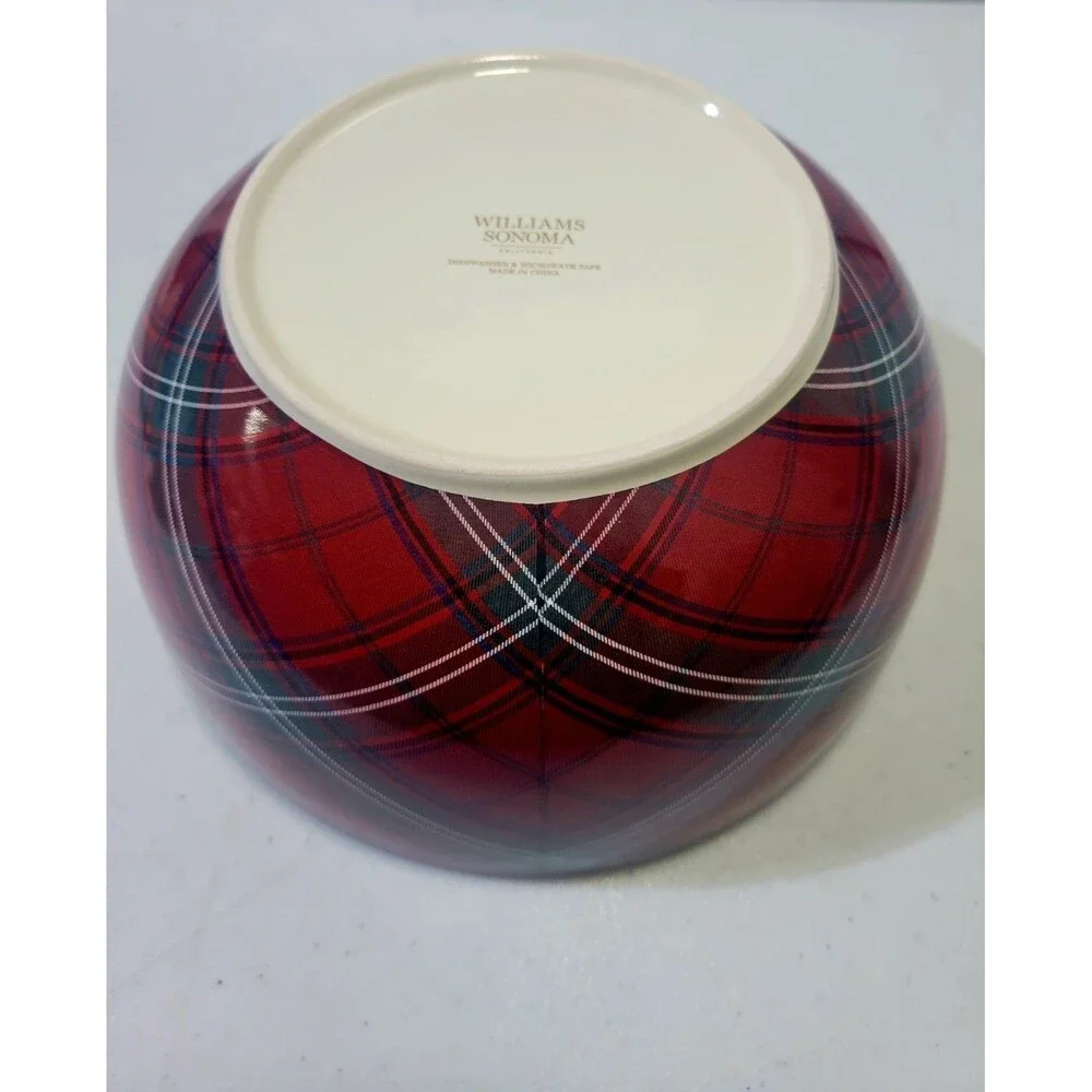 Williams Sonoma Mixing Bowl Tartan Plaid 8.75